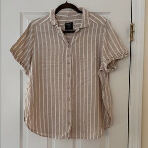 Abercrombie & Fitch Tan Striped Button Down Shirt